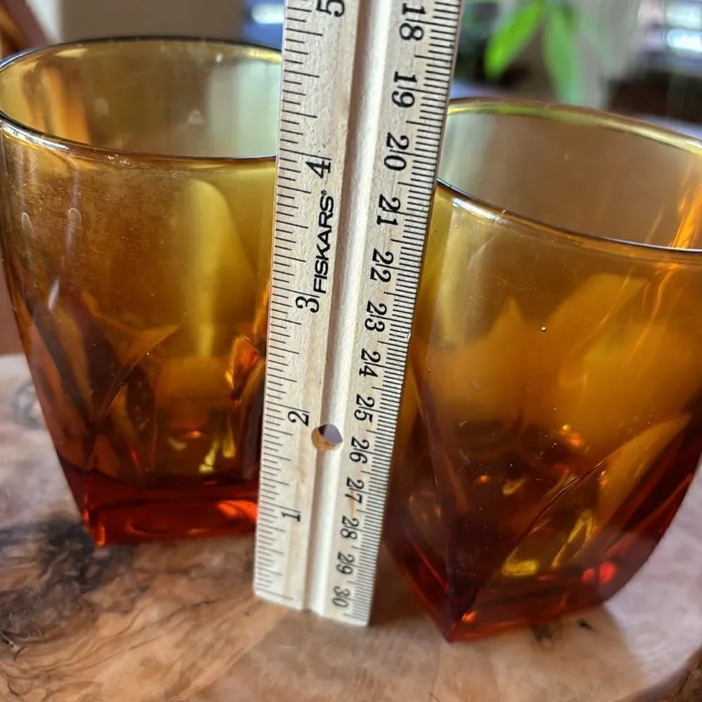 Mid Century Vanity Amber by Colony On the Rocks Barware Glasses